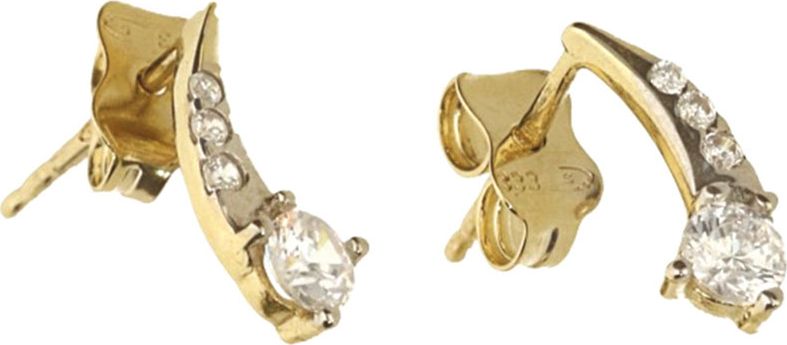 Lovrin Złote kolczyki 585 zdobione cyrkoniami sztyft