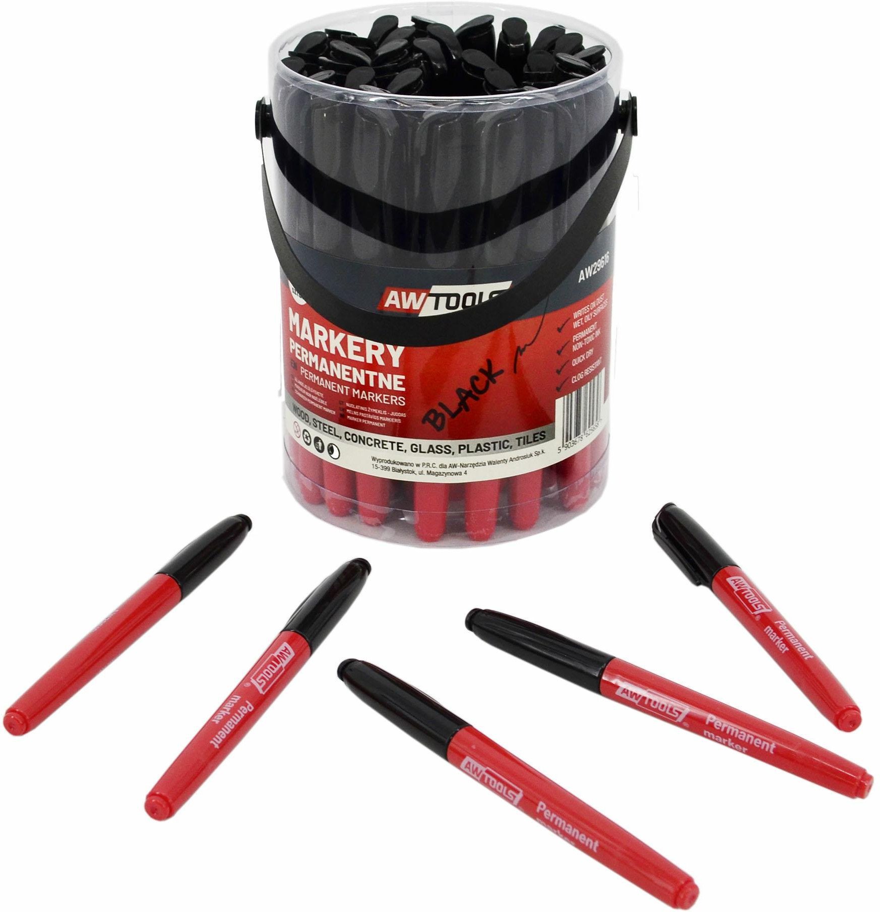 AWTOOLS MARKERY CIENKIE CZARNE 45 szt.