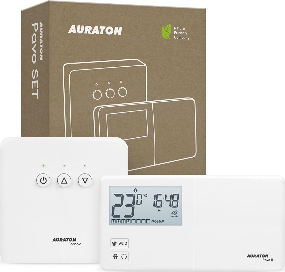 Auraton AURATON Pavo SET - Tygodniowy, bezprzewodowy regulator temperatury ze sterownikiem urządzenia grzewczego (zestaw), (następca modelu R30 RT)