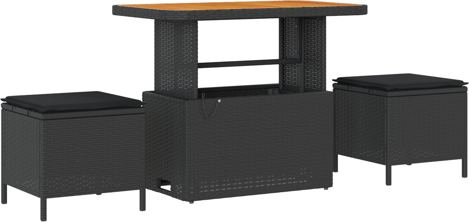Zestaw sof ogrodowych vidaXL 9-częściowy z poduszkami Czarny Polirattan Akacja