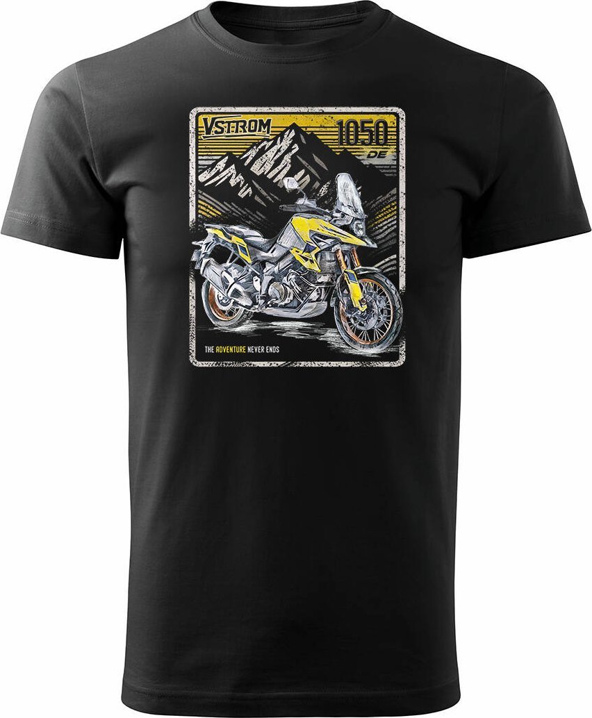 Topslang Koszulka z motocyklem na motor Suzuki V-strom Vstrom 1050 DE męska czarna REGULAR XXL