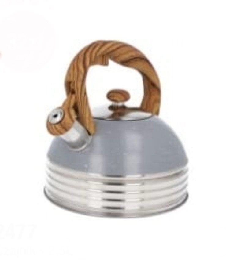 Brunbeste Czajnik stalowy z gwizdkiem do indukcji 2.5L szary marmurowy uchwyt drewniany BB-2477