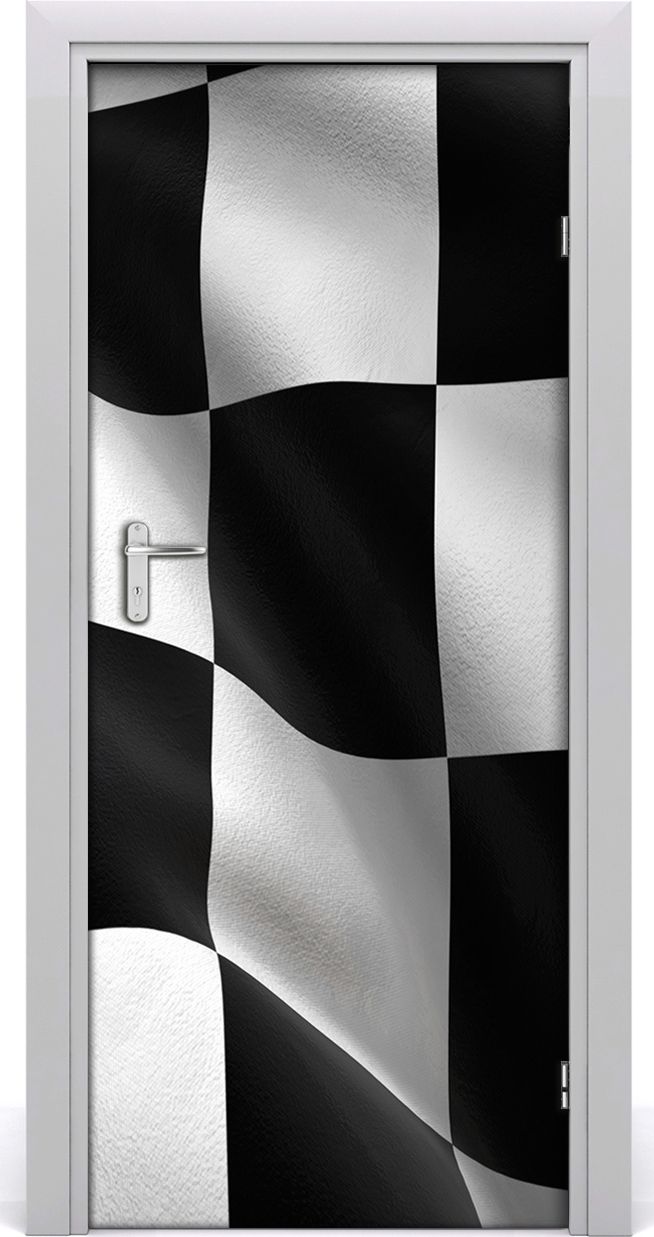 Tulup Fototapeta samoprzylepna na drzwi 85 x 205 cm Czarno białe kwadraty