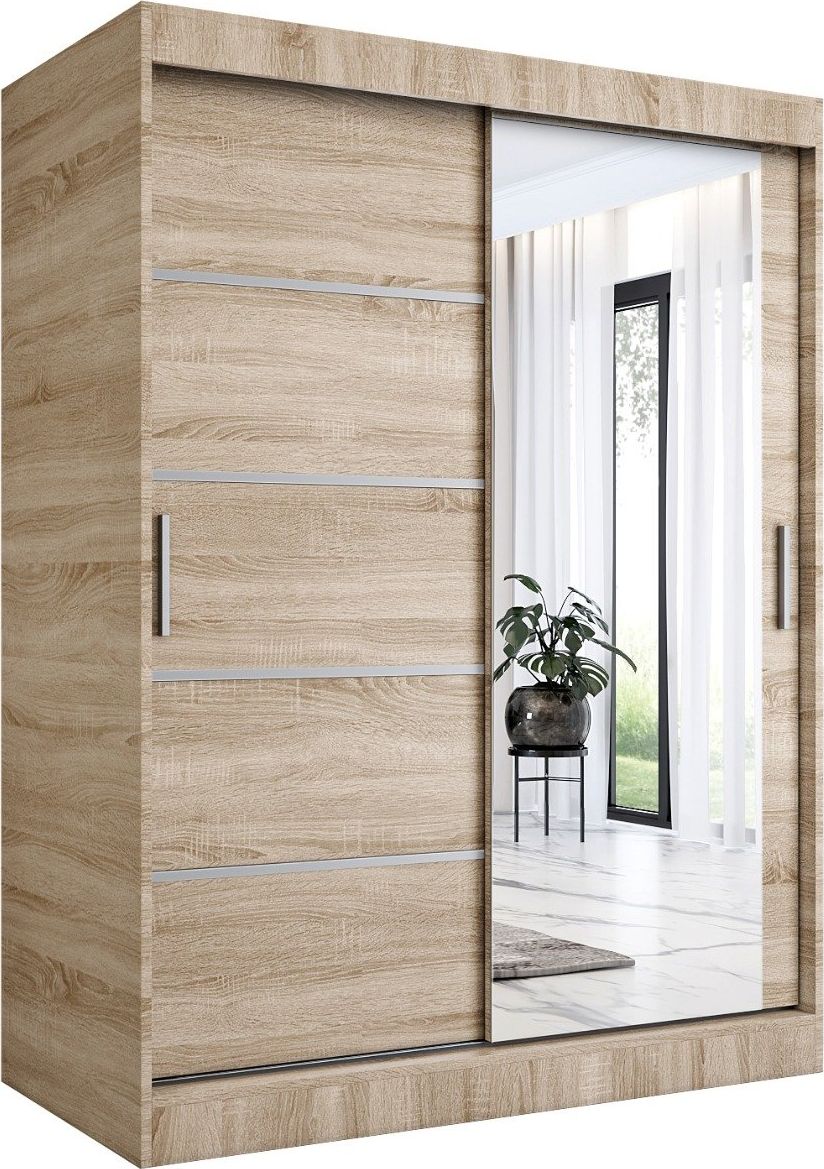 MKPOL Szafa przesuwna MODUO COMFORT 2 150 dąb sonoma z lustrem