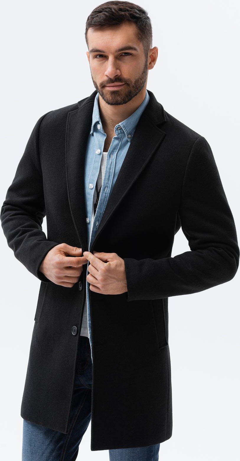 Ombre Płaszcz męski - czarny C536 M