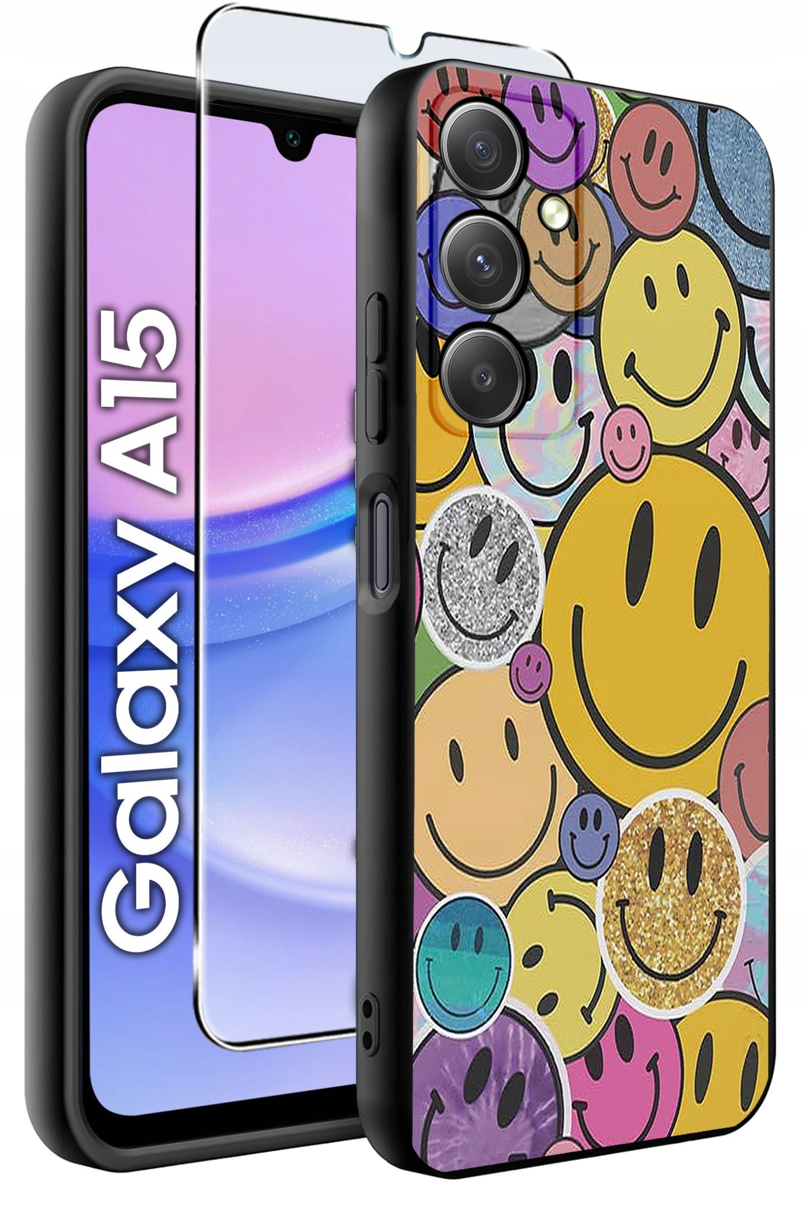 ETUI do Samsung A15 4G | 15 5G WZORY | SILIKONOWE MATT CASE + SZKŁO 9H