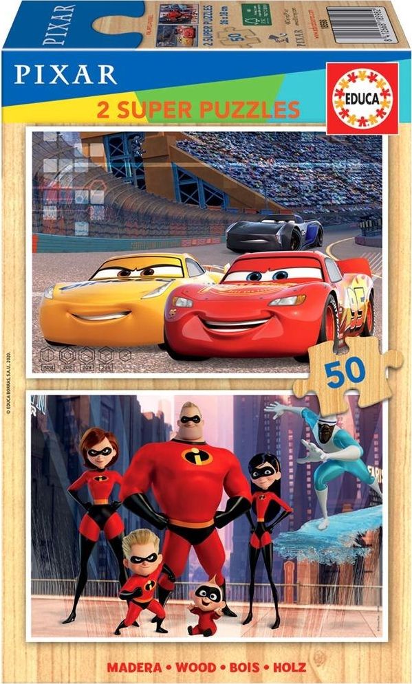 Educa Puzzle 2x50 Auta/Iniemamocni (drewniane) G3