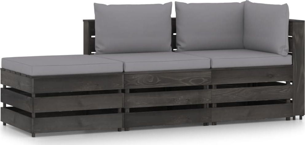 vidaXL 3-cz. zestaw wypoczynkowy do ogrodu, z poduszkami, drewniany