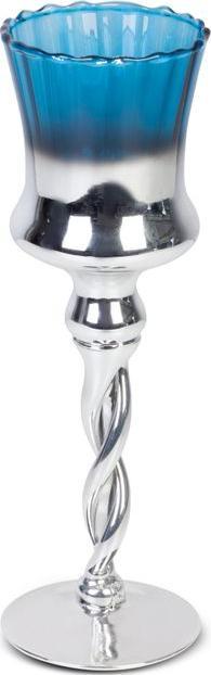 Eurofirany SZKLANY ŚWIECZNIK DEKORACYJNY CLARE2 (02) (FI) 10X30 CM SREBRNY