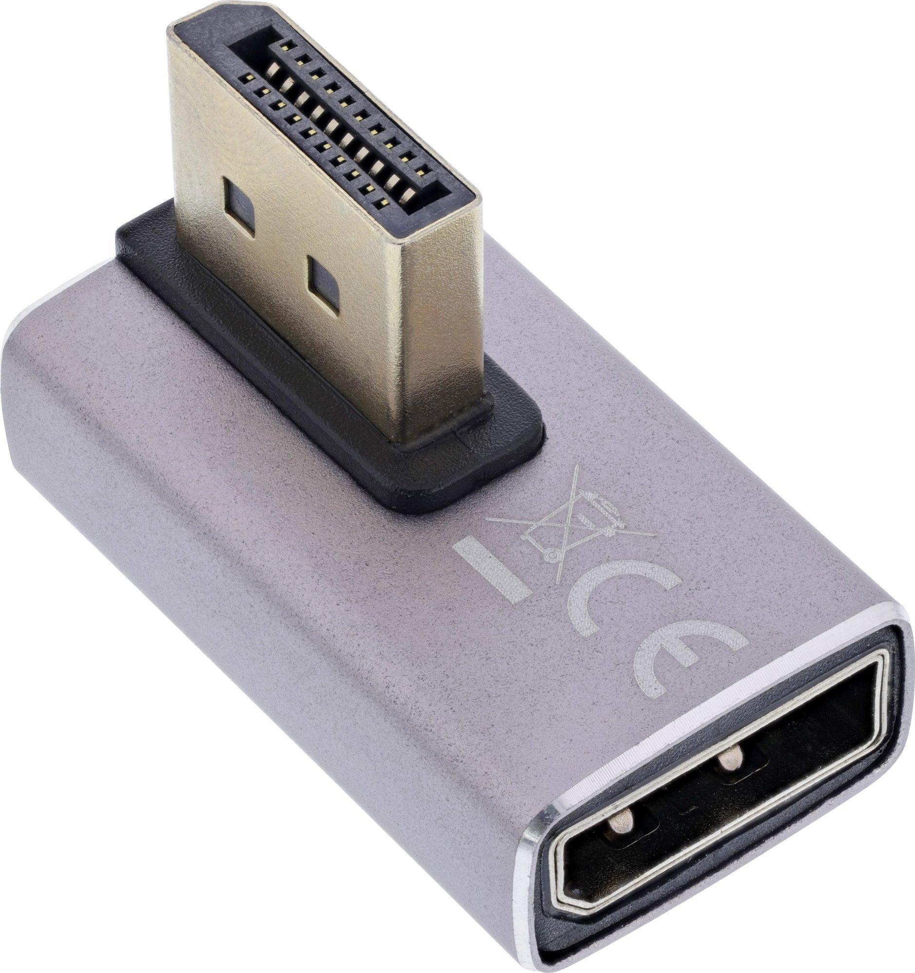 InLine® DisplayPort 1.4 Adapter, DisplayPort St/ Bu, 90° vertikal rechts, 8K UHD