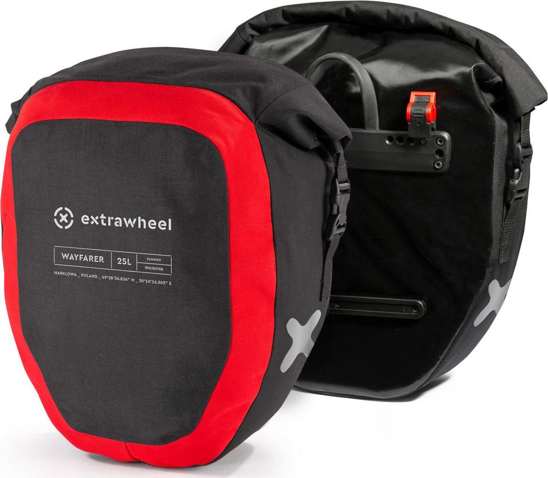Extrawheel Sakwy tylne Extrawheel Wayfarer black/red 50 L Polyester