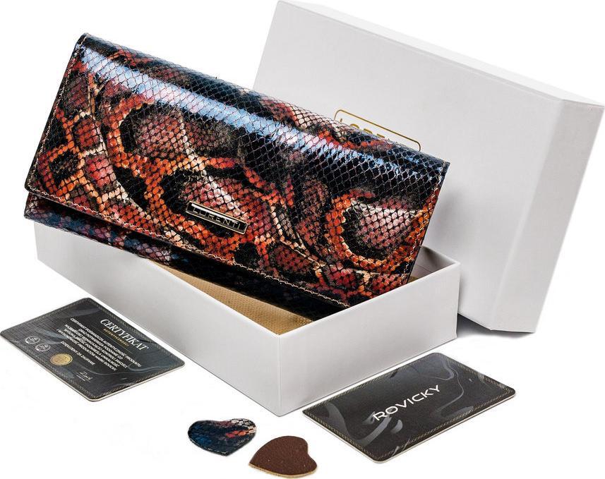 Lorenti Duży, skórzany portfel damski zdobiony motywem wężowej skóry Lorenti NoSize