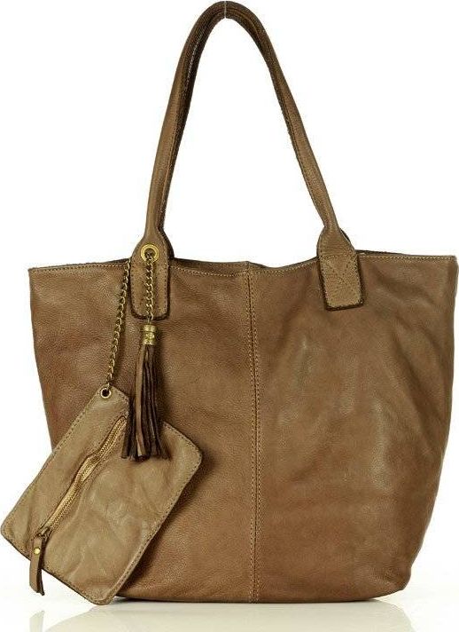 Marco Mazzini Shopper bag damski MARCO MAZZINI ciemny beż khaki v144c