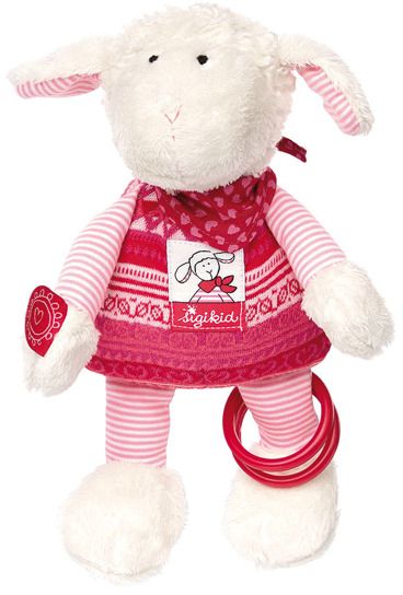 Sigikid Przytulanka aktywizująca - Owieczka Schnuggi z obręczami, grzechotką, piszczałką i szeleszczącą folią (41465)