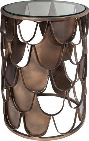 Invicta Interior INVICTA stolik kawowy ABSTRACT 70 antik - rybia łuska, szkło, metal