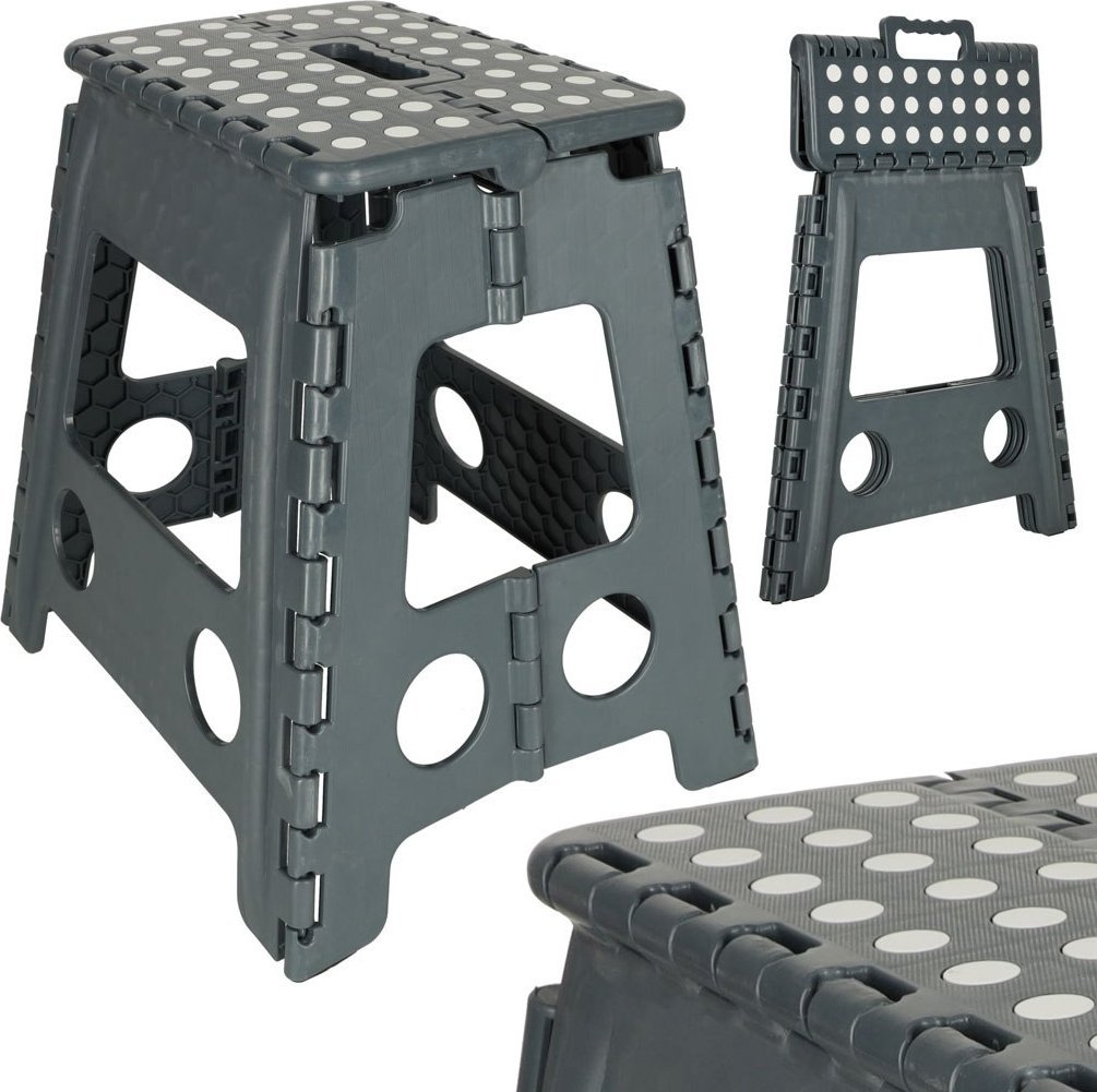 Stołek taboret składany antypoślizgowy 39cm ciemny szary