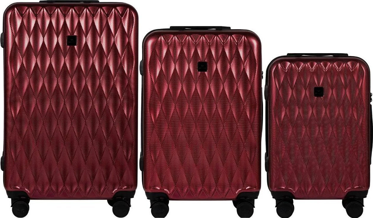 Wings Wings zestaw 3 walizek podróżnych PC190 policarbon L,M,S czerwone