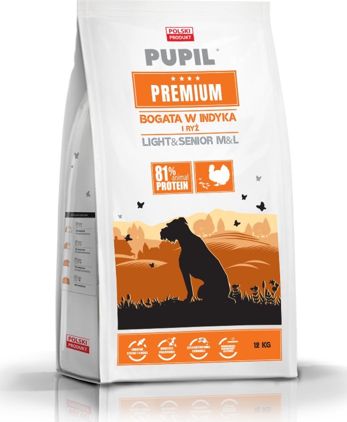 Pupil Premium Karma sucha dla psa PUPIL Premium Light&Senior M&L bogata w indyka i ryż 12 kg