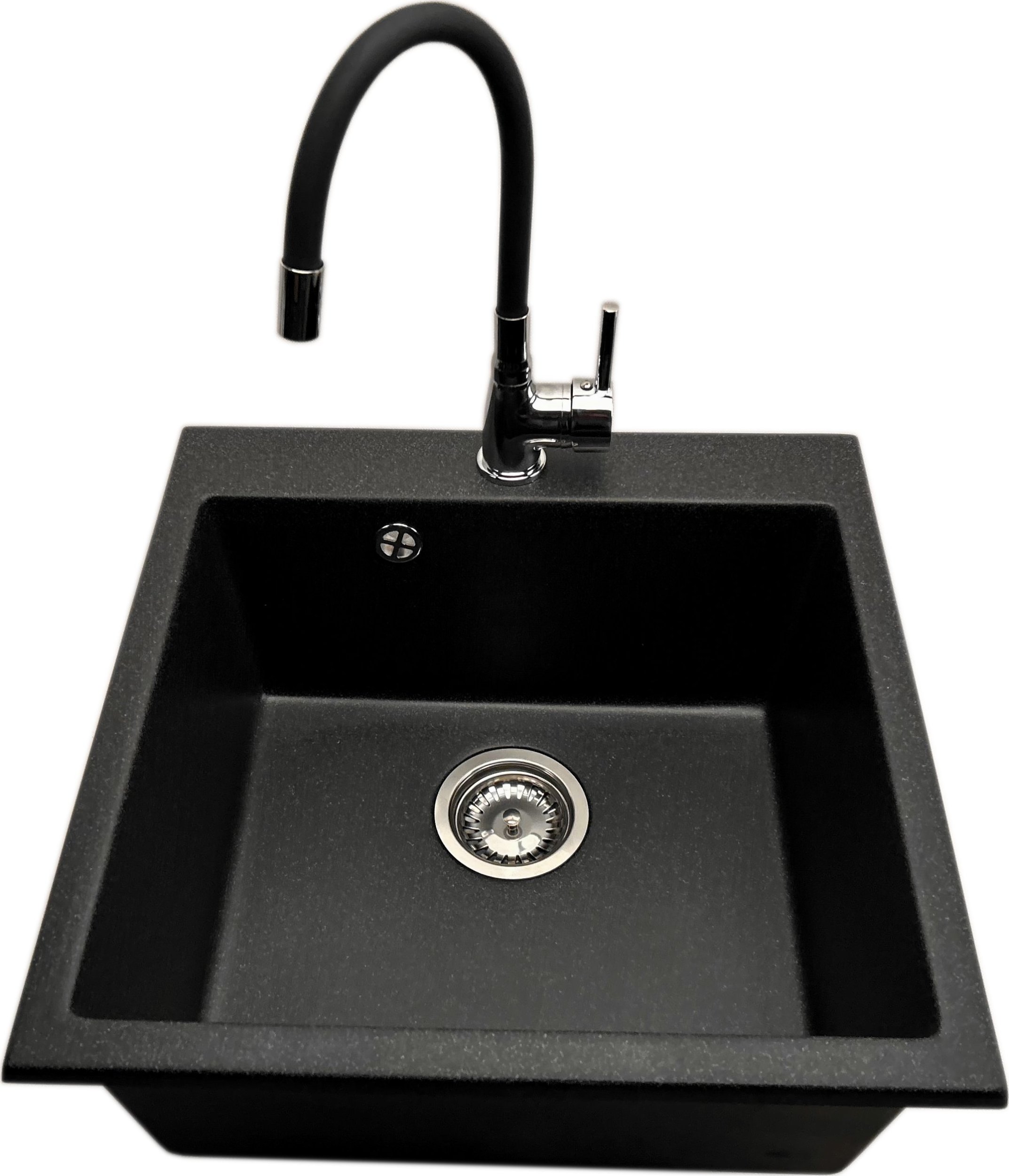 Zlewozmywak PREHNIT Zlewozmywak jednokomorowy FORTINA grafit + bateria LAVO czarna