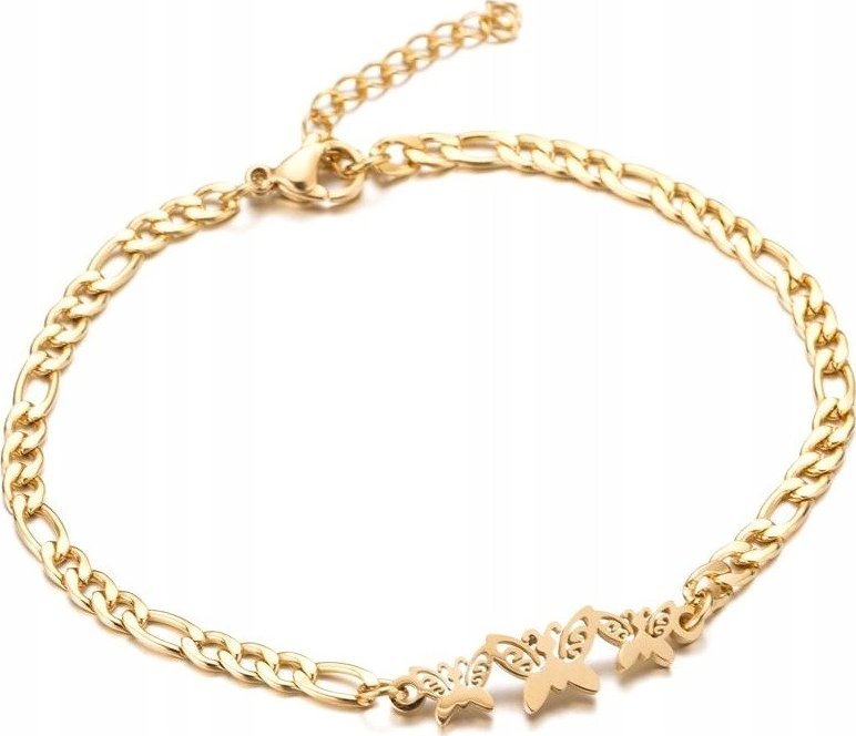 Edibazzar Bransoletka Stal chirurgiczna pozłacana motyle