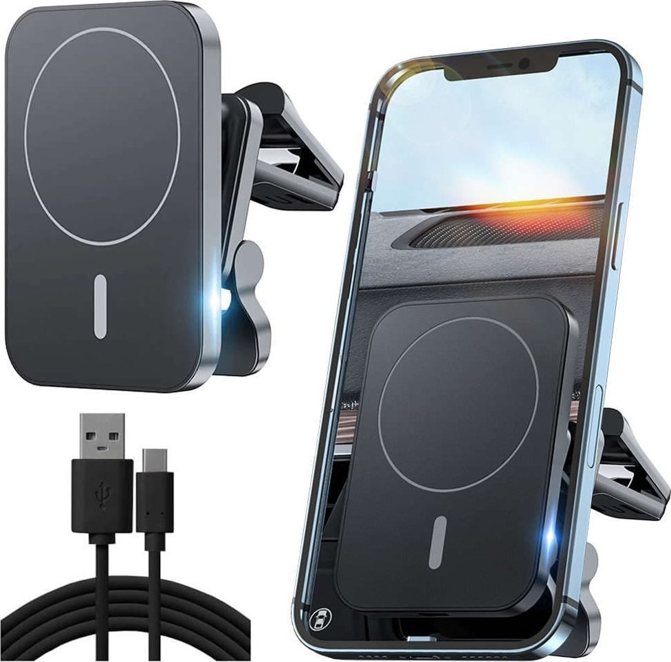 Alogy Alogy Uchwyt samochodowy z ładowarką indukcyjną Qi do MagSafe na kratkę 15W