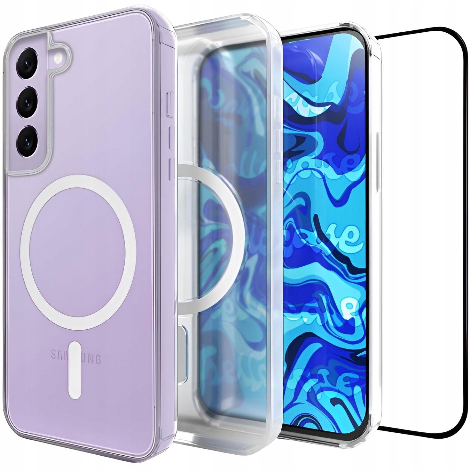 Hello Case Etui Do Magsafe Do Samsung Galaxy S22 (Przezroczysty, Case) Szkło 9H