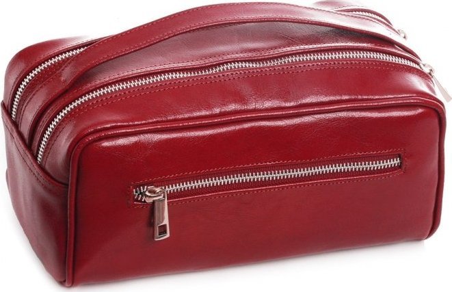 POLSKA SKÓRZANA KOSMETYCZKA SOLOME CZERWONA