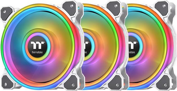 Wentylator Thermaltake Riing Quad 12 RGB TT Premium Edition 3-pack + HUB Białe (CL-F100-PL12SW-A)