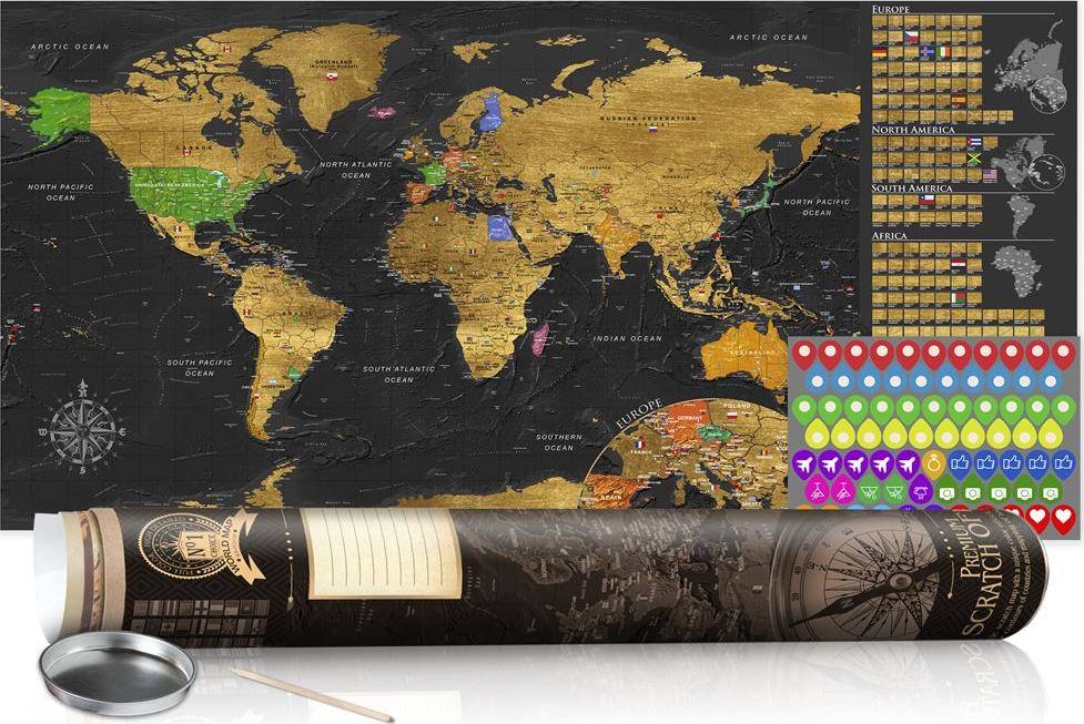 Mapa zdrapka - Złota mapa - plakat (wersja angielska) uniwersalny