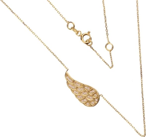 Lovrin Złoty naszyjnik 333 skrzydło z cyrkoniami 1,90 g