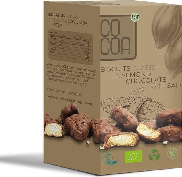 Cocoa HERBATNIKI MINI W CZEKOLADZIE MIGDAŁOWEJ Z SOLĄ BIO 80 g - COCOA
