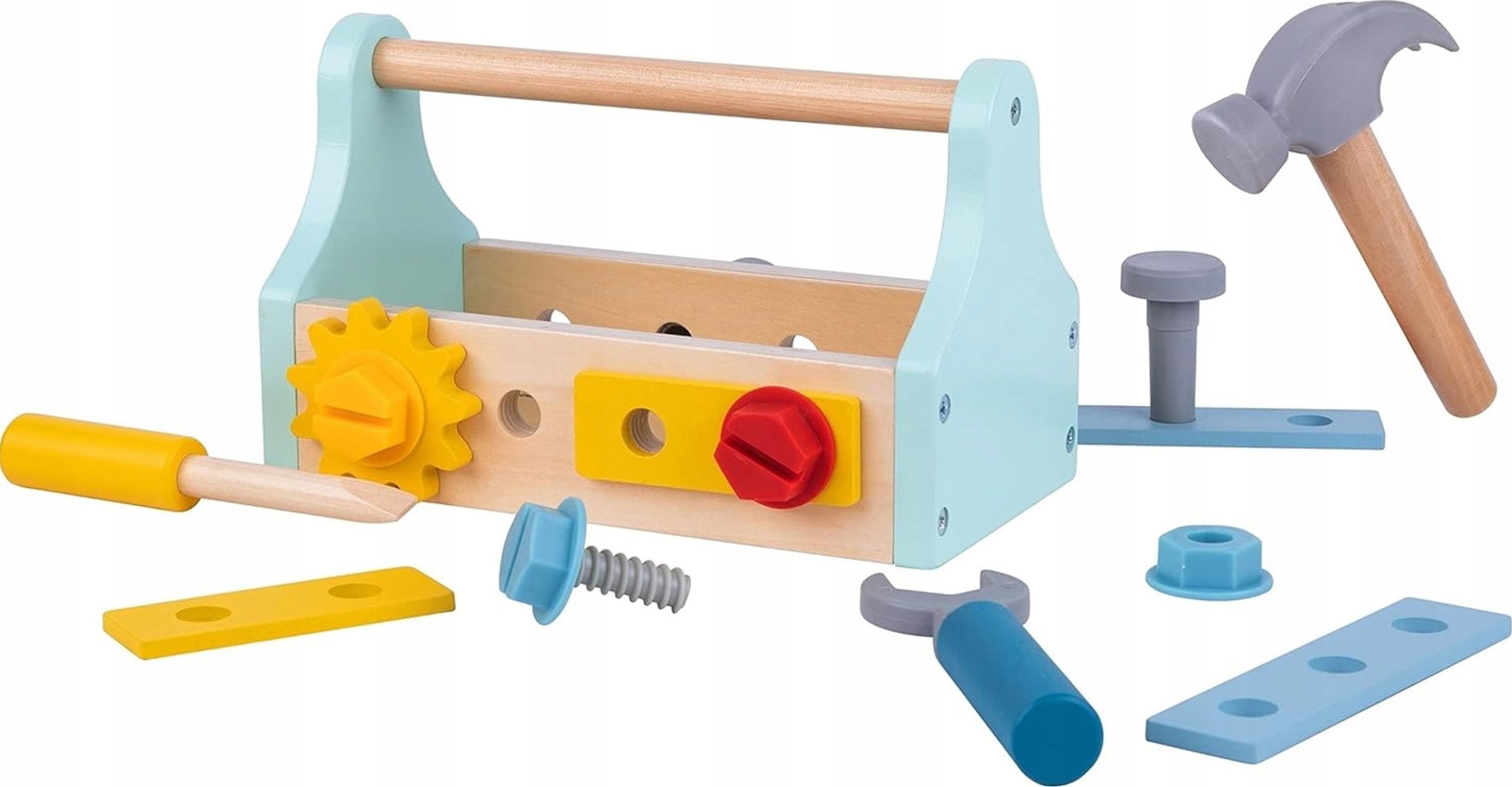 ML TOOKY TOY Drewniana Skrzynka z Narzędziami Zestaw 18 el.