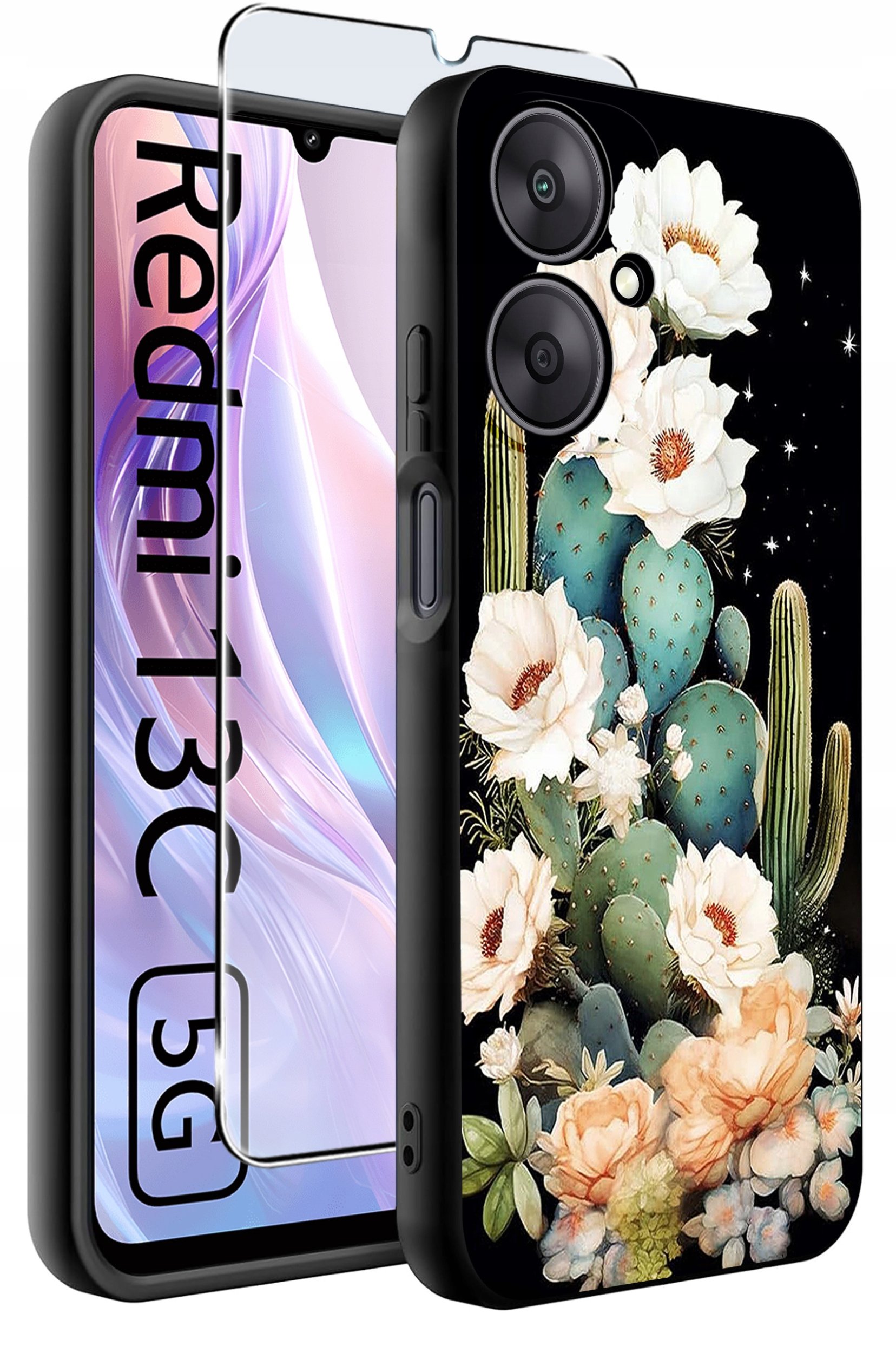 ETUI do Xiaomi Redmi 13C 5G WZORY |SILIKONOWE MATT CASE +SZKŁO HARTOWANE 9H