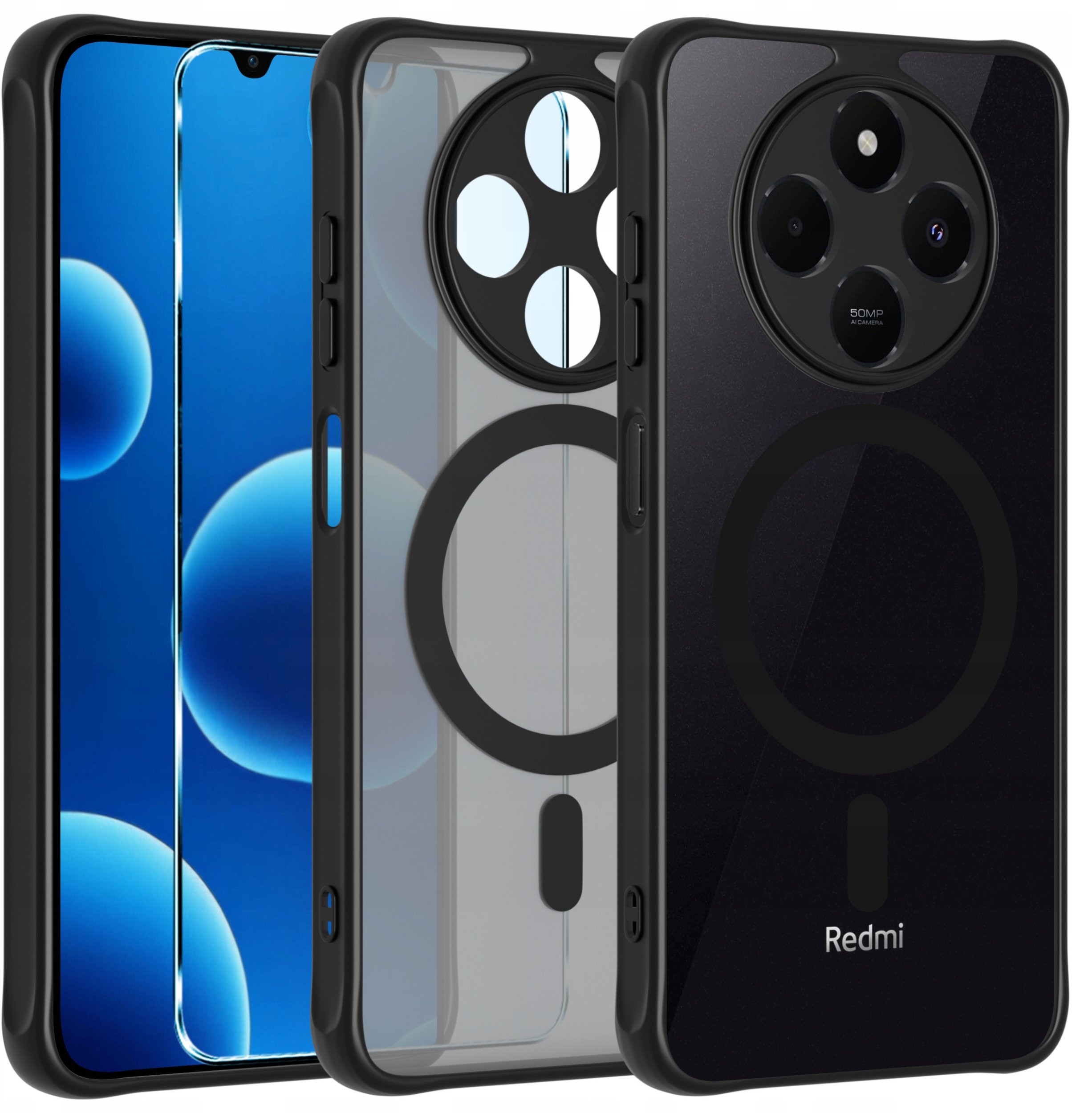 Etui do Xiaomi Redmi 14C do MagSafe MATT CASE WZMACNIANE 360 Szkło 5D