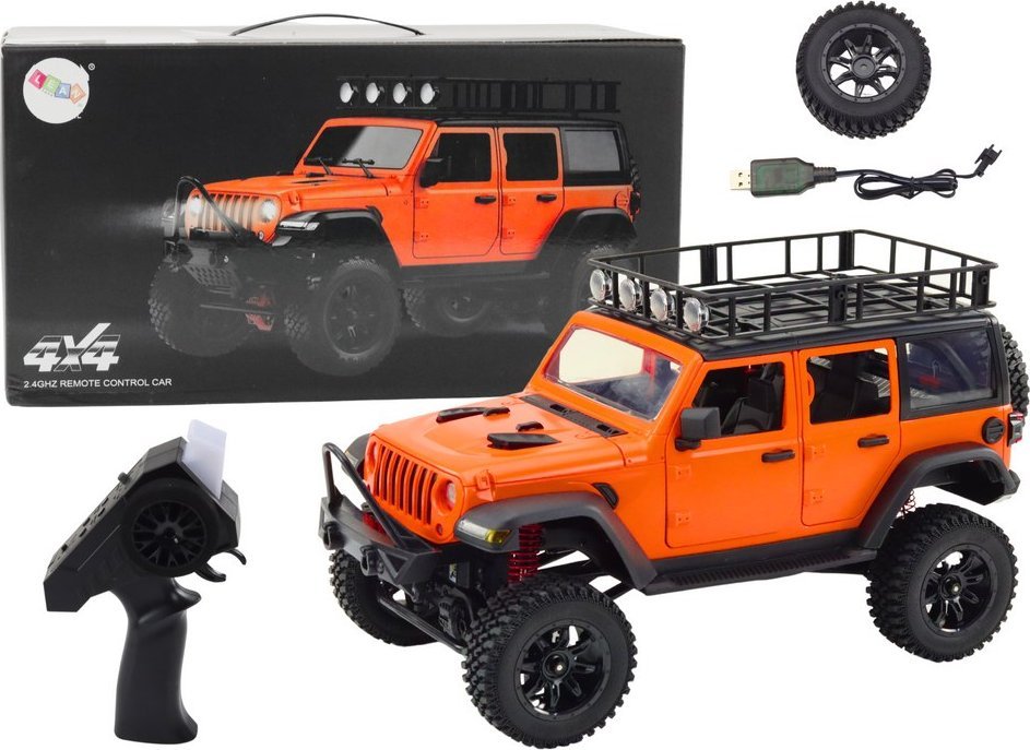 LeanToys Auto Terenowe Zdalnie Sterowane RC 2.4G Napęd 4x4 Pomarańczowy