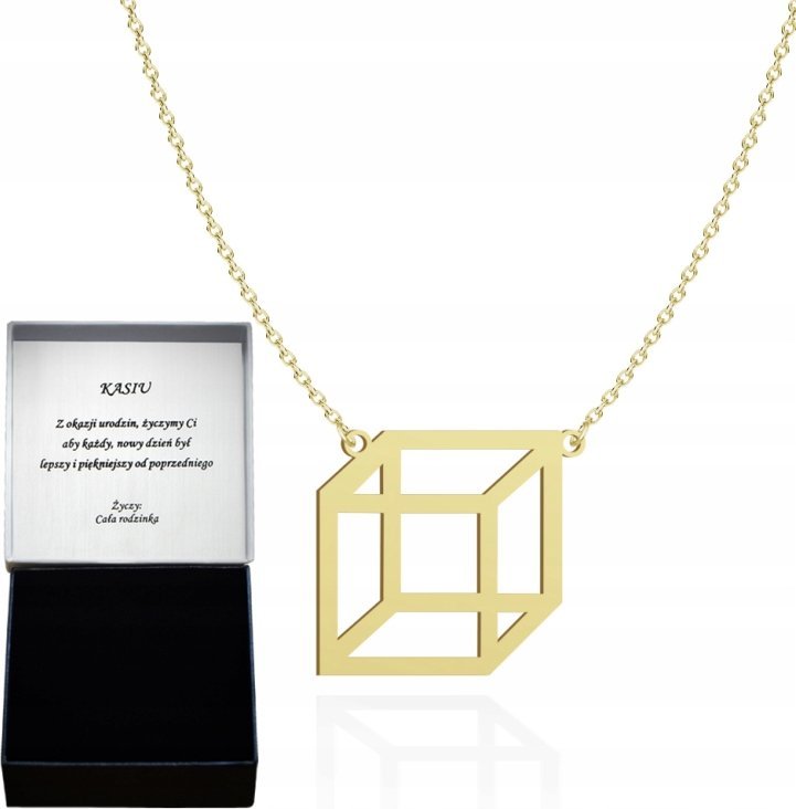 Radziszewska Jewellery Pozłacany Naszyjnik SZEŚCIAN DEDYKACJA