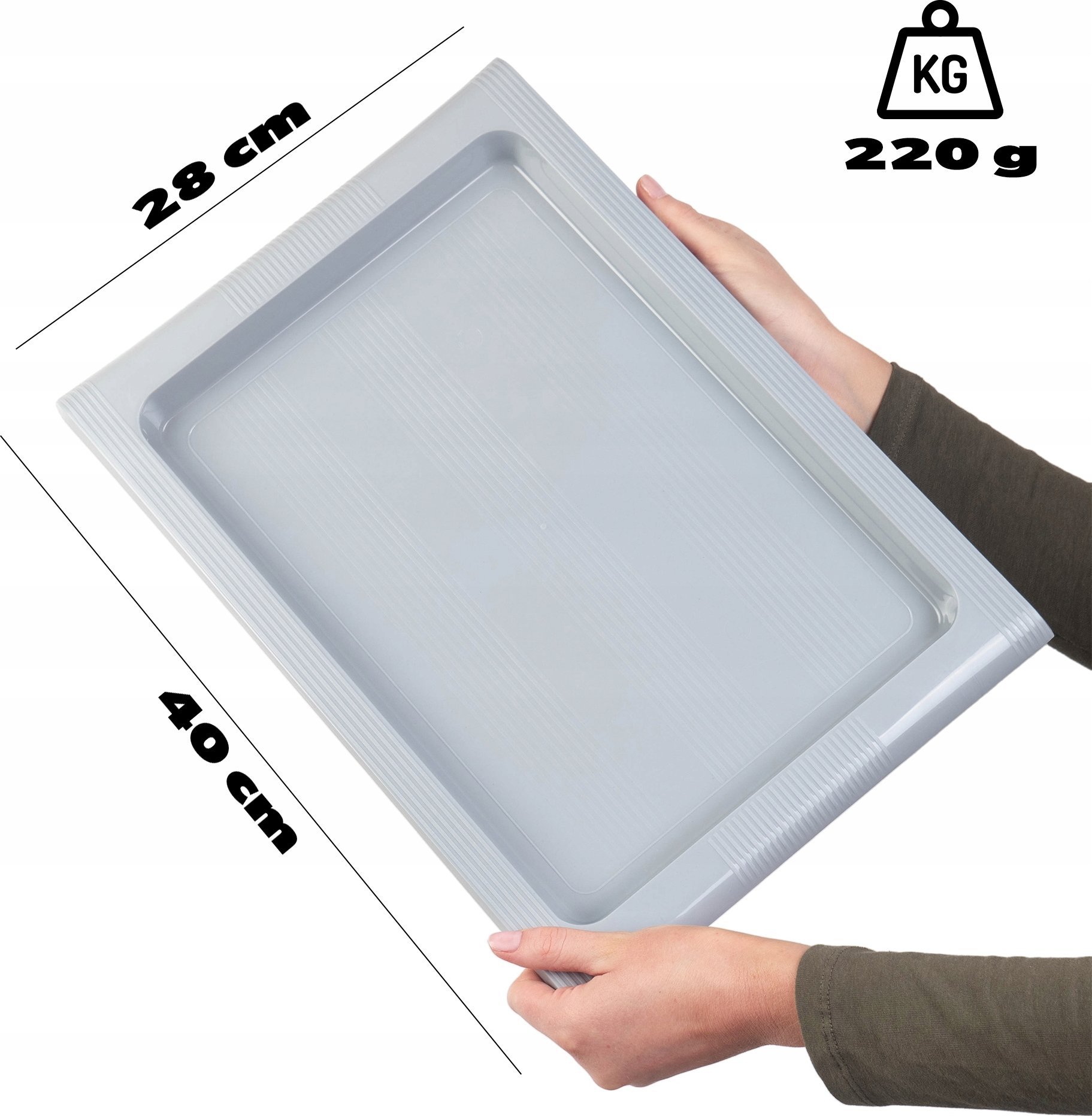 Kadax KADAX Taca Barowa Tacka Kuchenna Plastikowa Kelnerska Duża Jasny Popiel