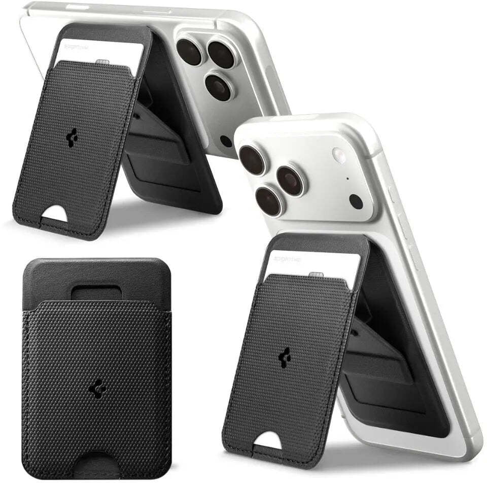 Spigen S314-1 SLIM FOLD TRIPOD MAGSAFE UNIVERSAL MAGNETIC CARD HOLDER BLACK