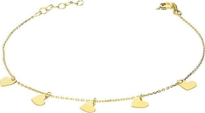 Lovrin złota bransoletka 375 serduszka serca 19cm
