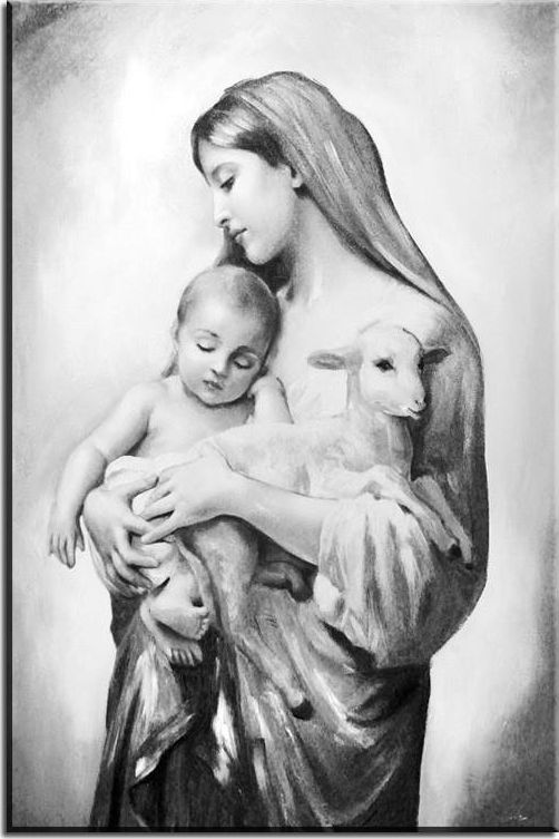 GO-BI Obraz "Maryja" ręcznie malowany 60x90cm