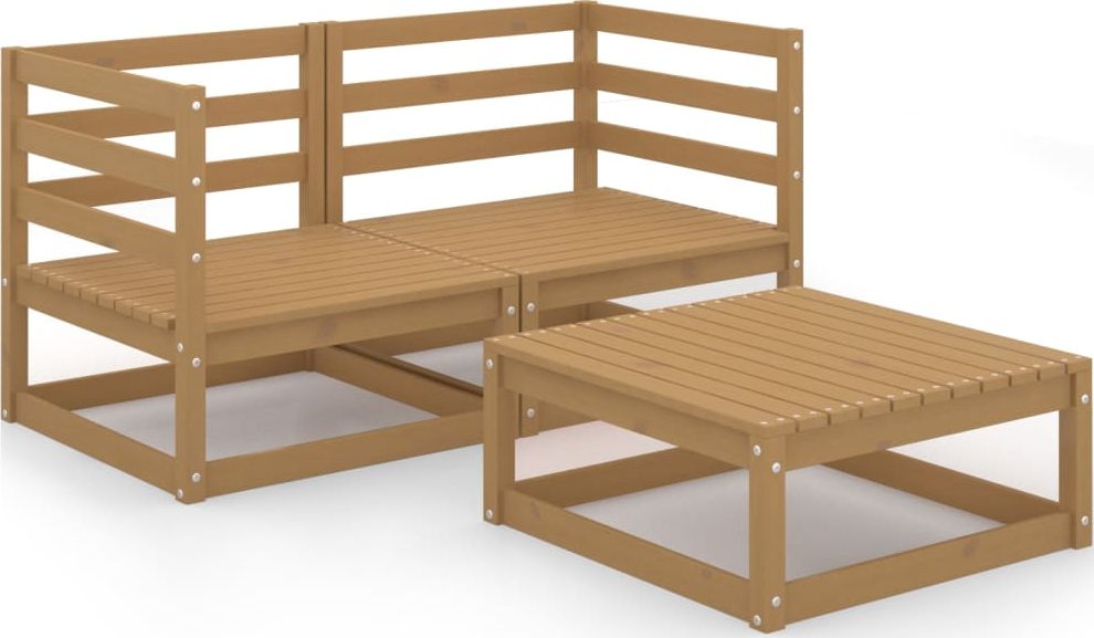 vidaXL 3-cz. zestaw wypoczynkowy do ogrodu, miodowy brąz, sosnowy