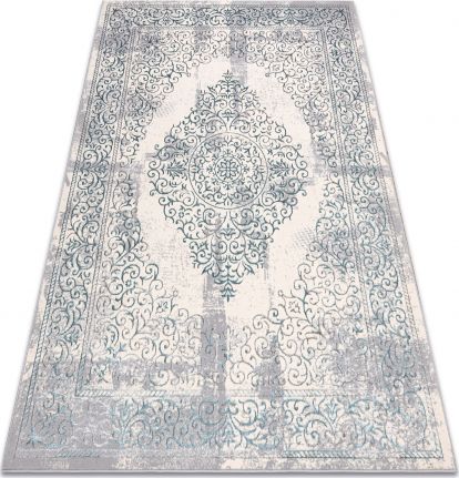 Dywany Łuszczów Dywan CORE W7161 Rozeta Vintage - Strukturalny, dwa poziomy runa, jasnoniebieski / krem / szary, 180x270 cm