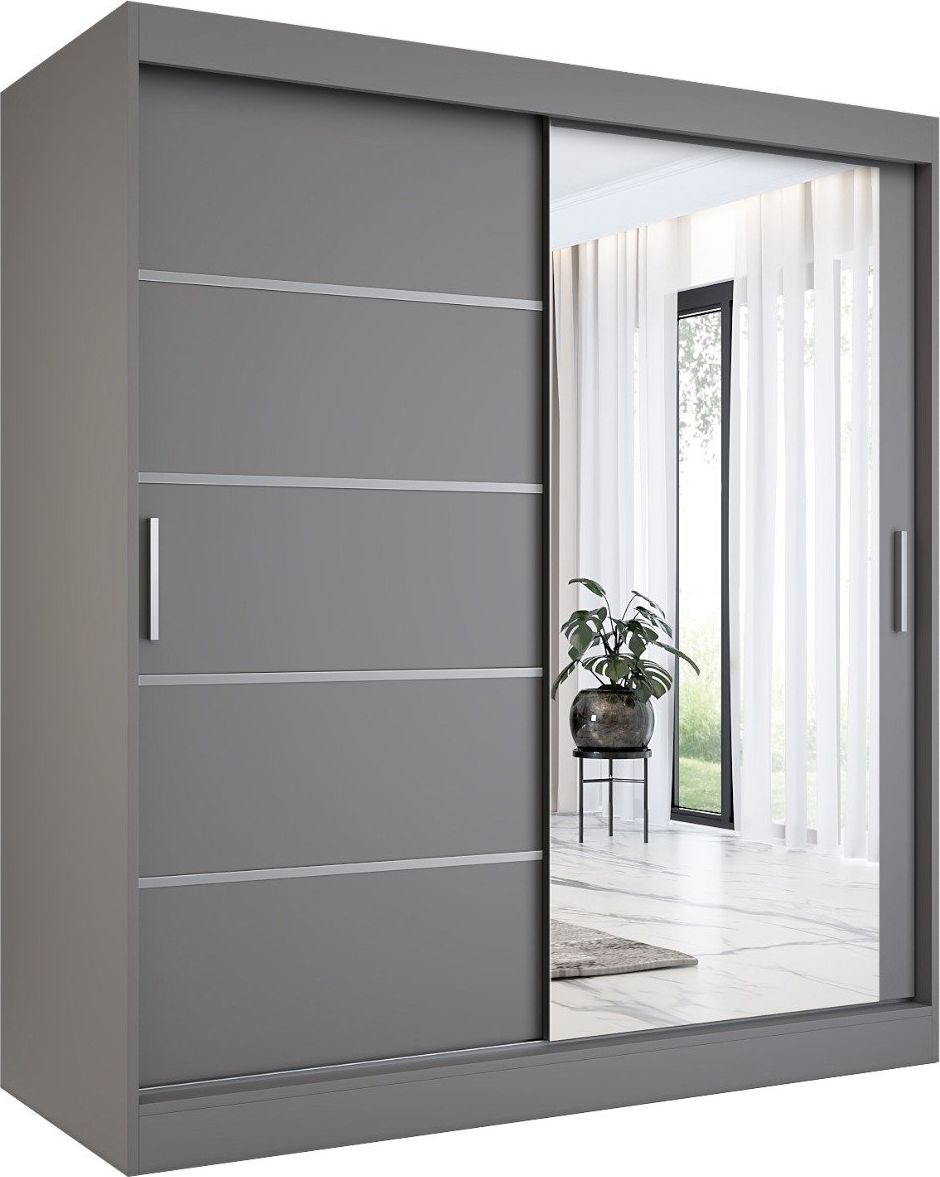 MKPOL Szafa przesuwna MODUO COMFORT 2 180 antracyt z lustrem