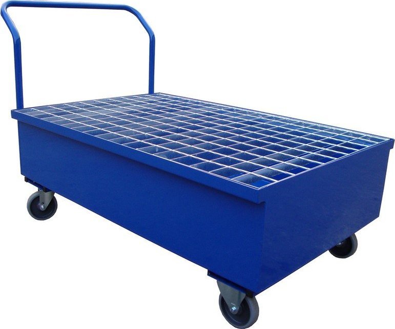 WiZ Stalowa, mobilna wanna ociekowa z kratownicą o pojemności 270 l na 2 beczki wym. 1200 x 800 x 230