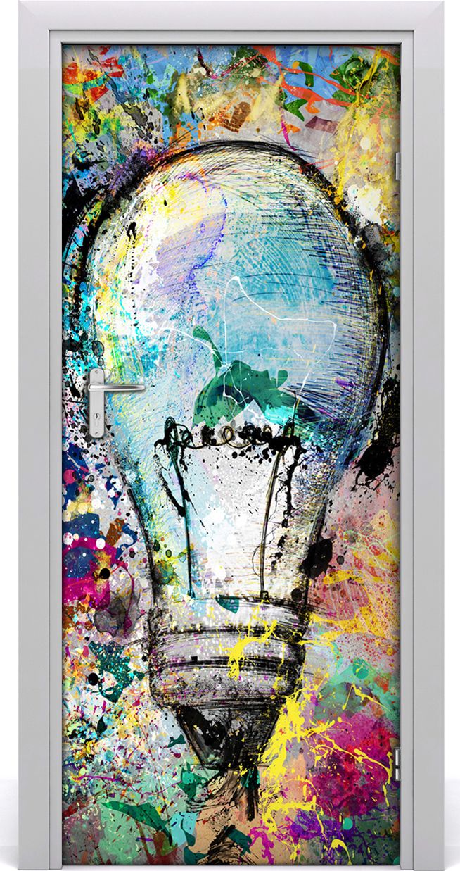 Tulup Fototapeta samoprzylepna na drzwi 85 x 205 cm Kolorowa Żarówka