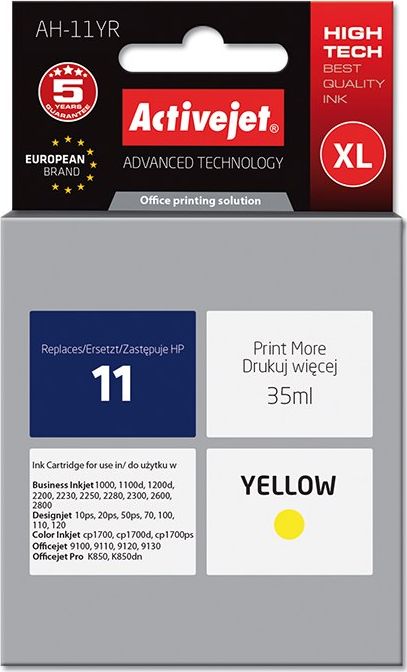 Tusz Activejet Activejet Tusz Activejet AH-11YR (zamiennik HP 11 C4838A; Premium; 35 ml; żółty)