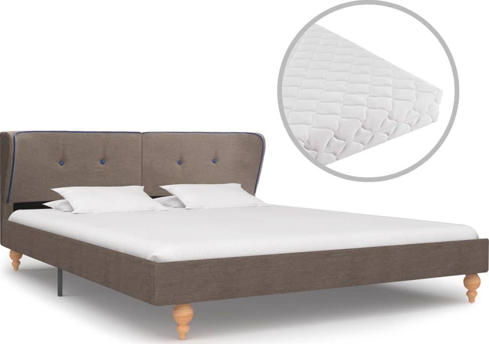 vidaXL VidaXL Łóżko z materacem, taupe, tkanina, 180 x 200 cm