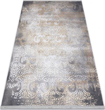 Dywany Łuszczów Dywan LUCE 84 nowoczesny Ornament vintage przecierany - Strukturalny szary / musztarda, 230x330 cm