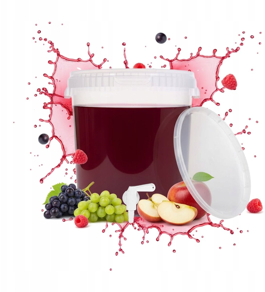 POJEMNIK FERMENTACYJNY 33l WIADRO BEZBARWNE + KRAN Nalewki Wino Piwo