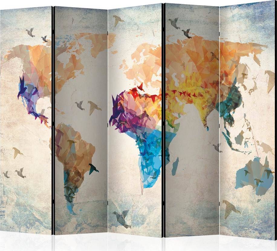 Artgeist Parawan 5-częściowy - Paper birds II [Room Dividers] uniwersalny